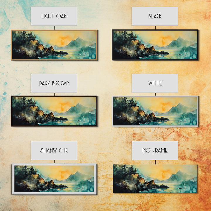 Coastal Cliff Sunset Canvas Print Atmospheric Nature Wall Art, Golden Hour Landscape, Relaxing Bedroom or Living Room Decor, Gift Idea