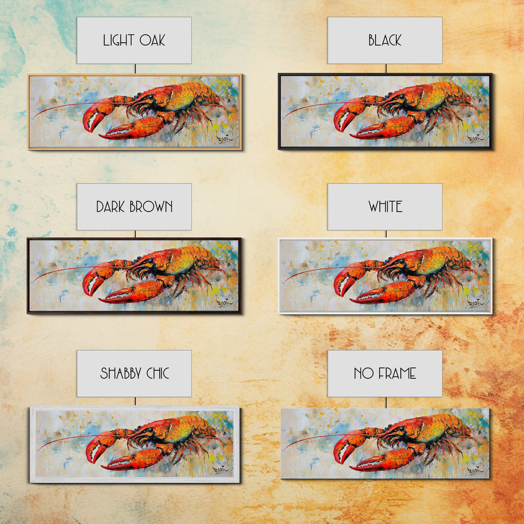 Bold Lobster Painting Canvas Print Vibrant Coastal Kitchen Wall Art, Seafood Restaurant Decor, Nautical Dining Room or Bar Artwork