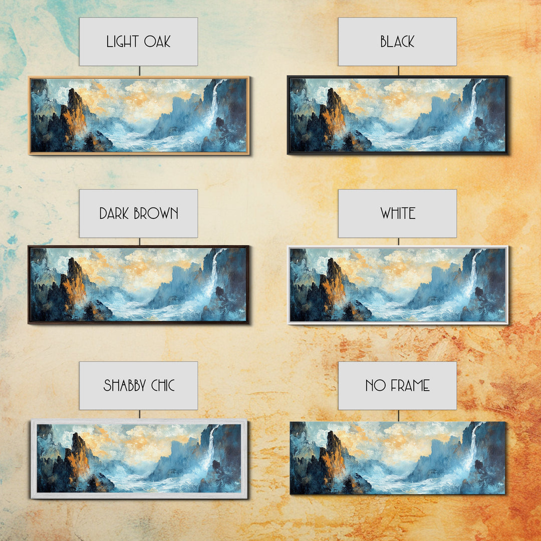 Abstract Mountain Waterfall Wall Art, Moody Landscape Painting, Modern Nature Art, Statement Artwork, Office Wall Decor