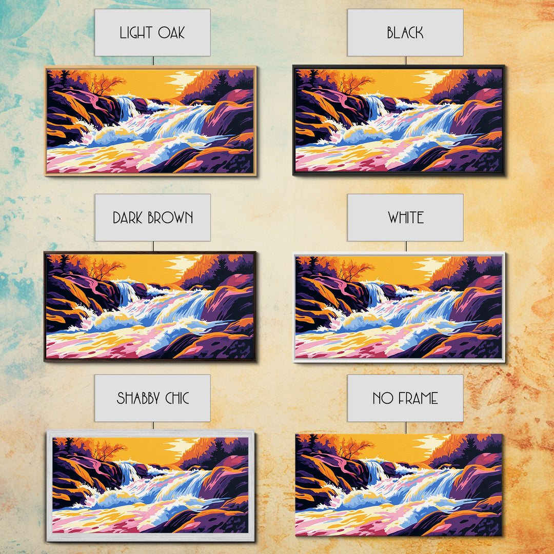 Mountain Wildflowers, Colorful Nature Scene, Sunset Glow, Vibrant Art, Scenic Landscape, Framed Canvas Print, Living Room Wall Art