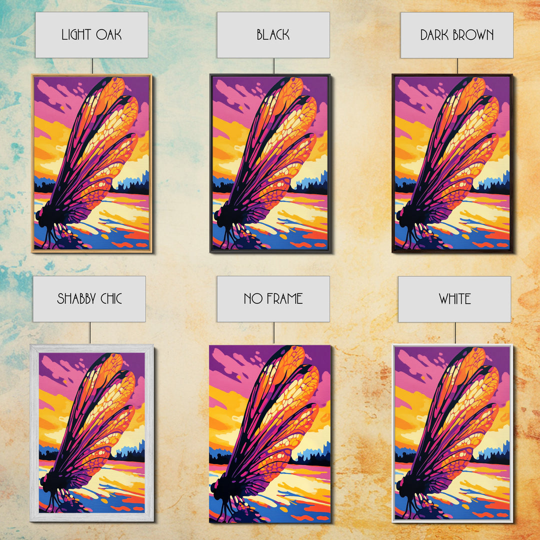 Butterfly Sunset, Reflection, Framed Canvas Print, Whimsical Nature Art, Boho Decor, Autumn Wall Art, Cozy Home Aesthetic, Rustic Living