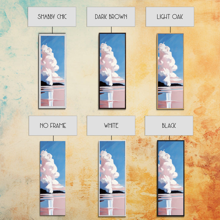 Cloud Reflection, Pink Sky, Blue Horizon, Framed Canvas Print, Minimalist Wall Art, Modern Decor, Living Room Art, Nature Print