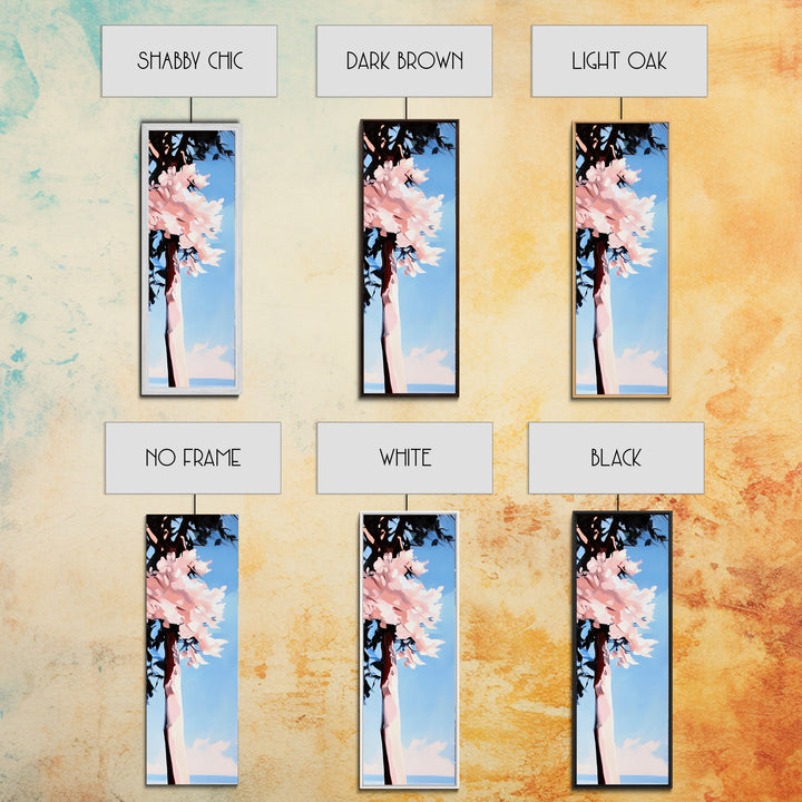 Cherry Blossom Tree, Spring Nature Art, Pink Floral Landscape, Modern Minimalist, Home Office Art, Framed Canvas Print