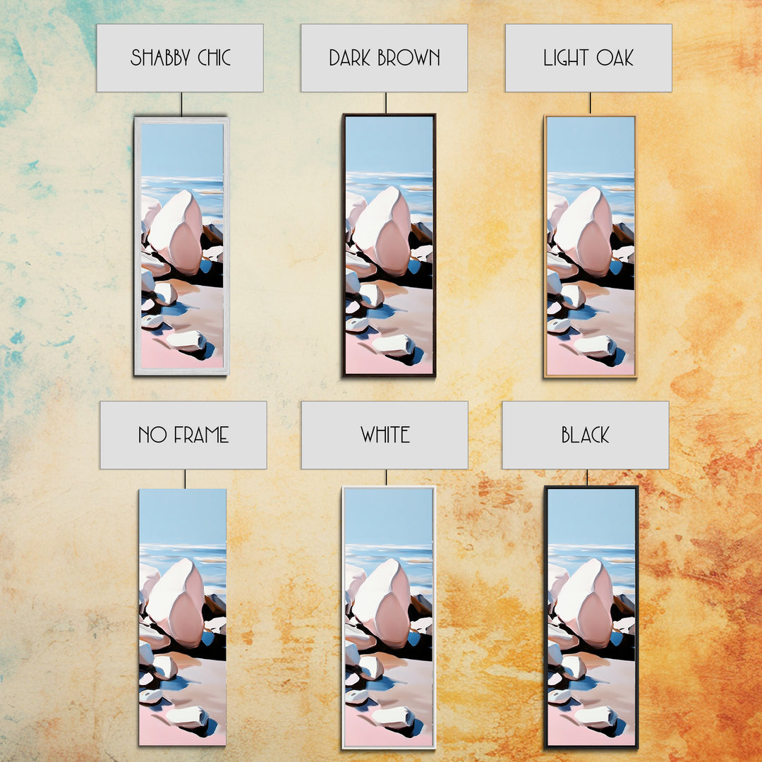 Coastal Rocks, Ocean Wall Art, Minimalist Seascape, Blue and White Decor, Beach House Aesthetic, Modern Landscape, Canvas Print