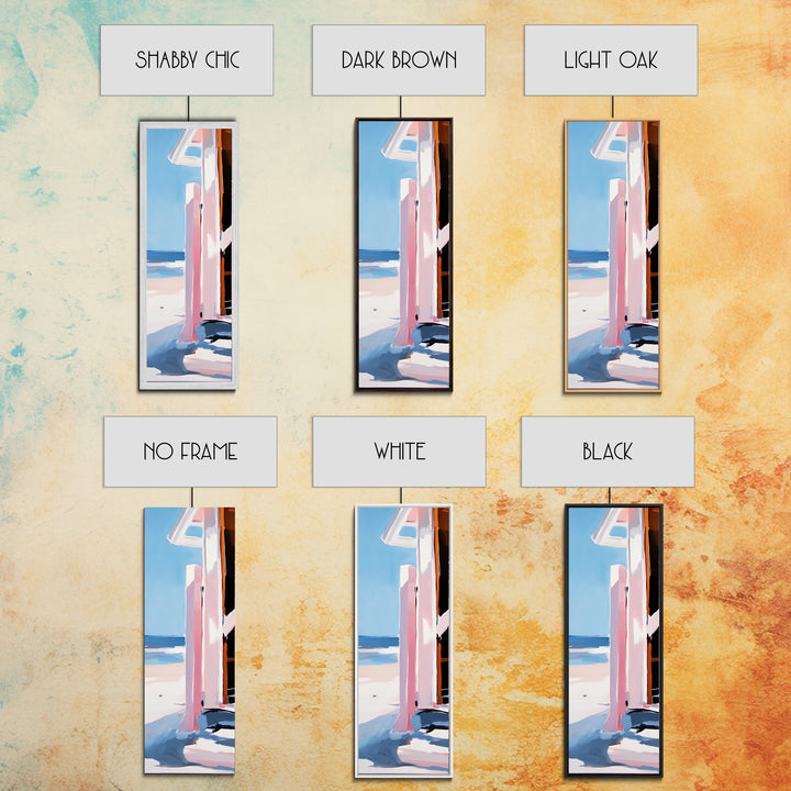 Beach Hut, Coastal Art, Ocean Wall Art, Seaside Retreat, Nautical Painting, Minimalist Beach Decor, Framed Canvas Print