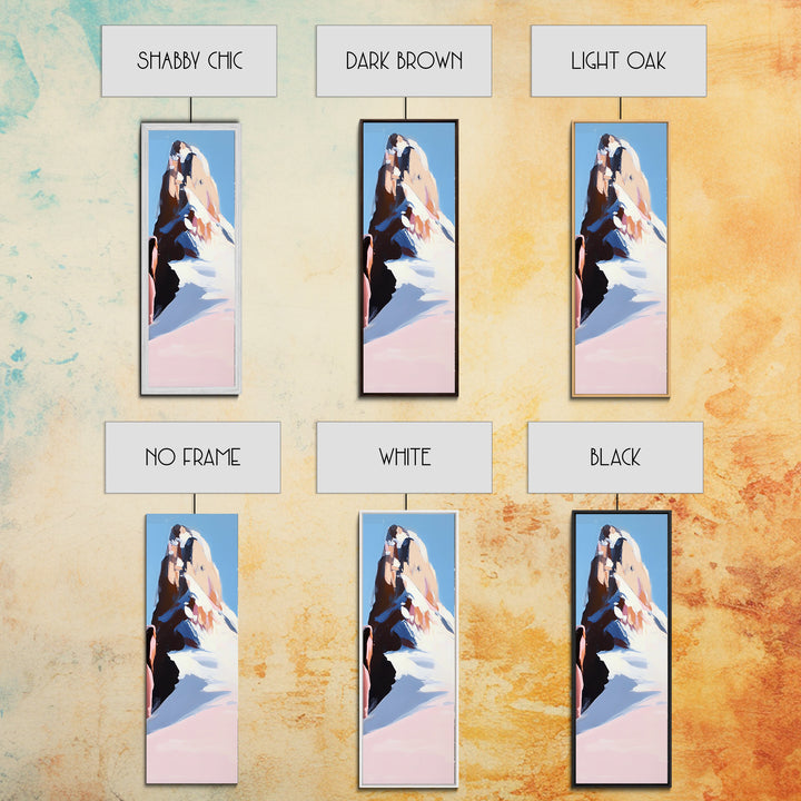 Mountain Modern Landscape, Snowy Peak, Framed Canvas Print, Contemporary Wall Art, Living Room Wall Art, Elegant Fine Art