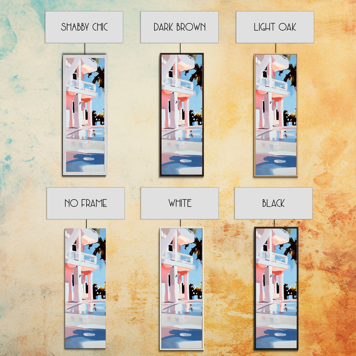 Modern Villa, Coastal Home, Palm Tree Art, Framed Canvas Print, Contemporary Architecture, Living Room Wall Art, Tropical Decor