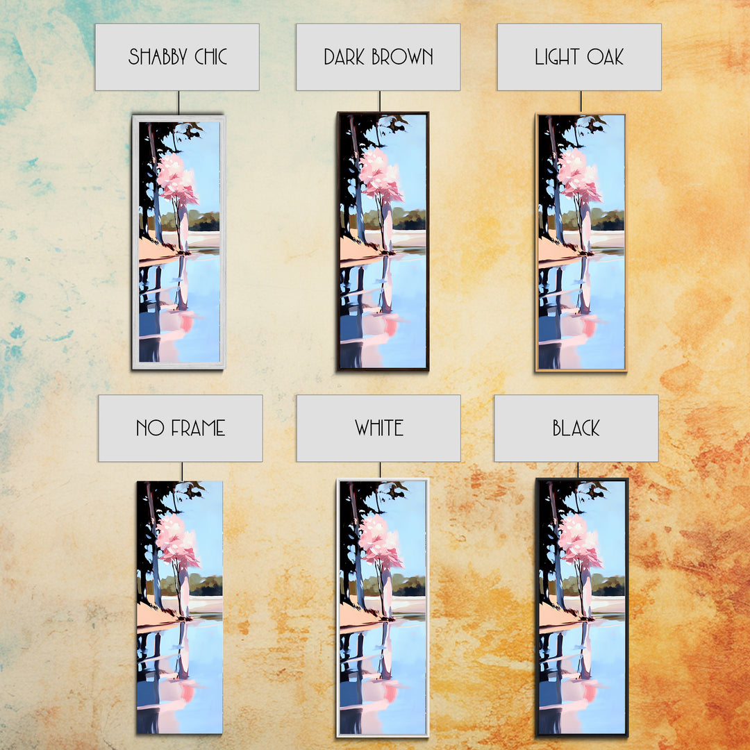 Cherry Blossom Reflection, Peaceful Nature Scene, Pastel Wall Art, Canvas Print, Bedroom Decor, Elegant Minimalist Art, Zen Aesthetic