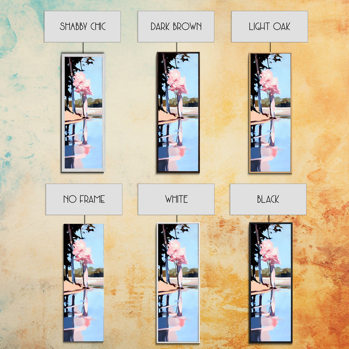 Cherry Blossom Reflection, Peaceful Nature Scene, Pastel Wall Art, Canvas Print, Bedroom Decor, Elegant Minimalist Art, Zen Aesthetic