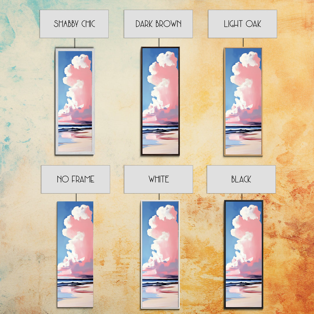 Pink Clouds, Coastal Sky, Beach Serenity, Canvas Print, Pastel Wall Art, Minimalist Painting, Bedroom Decor, Dreamy Art, Gift
