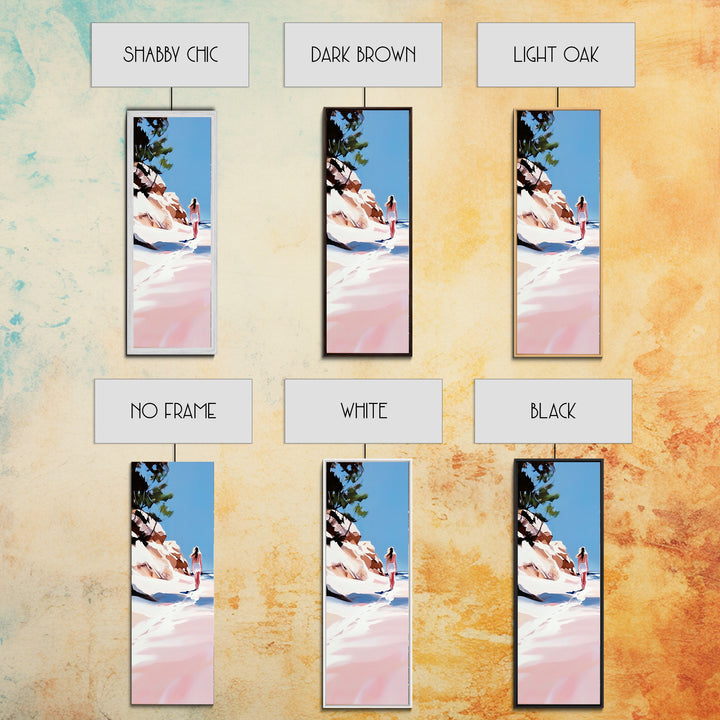 Beach Walk, Ocean Escape, Summer Serenity, Coastal Home Decor, Minimalist Seaside Painting, Modern Aesthetic, Framed Canvas Print