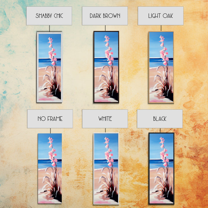 Beach Flowers, Ocean View, Coastal Art, Framed Canvas Print, Boho Seascape, Serene Landscape, Minimalist Beach Decor, Living Room Art