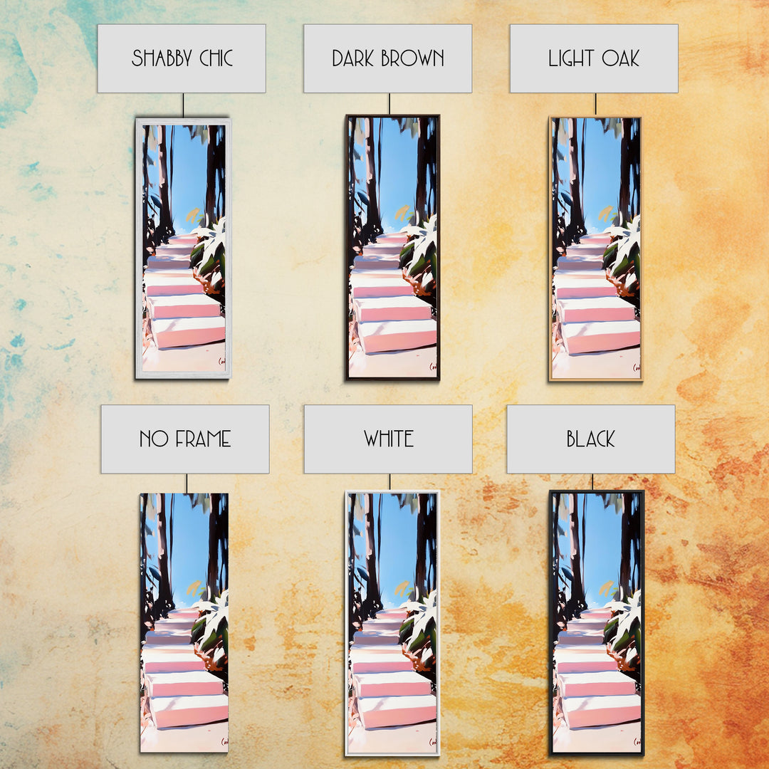 Coastal Pathway, Nature Wall Art, Beach House Decor, Minimalist Landscape, Framed Canvas Print, Blue Wall Art, Summer Aesthetic