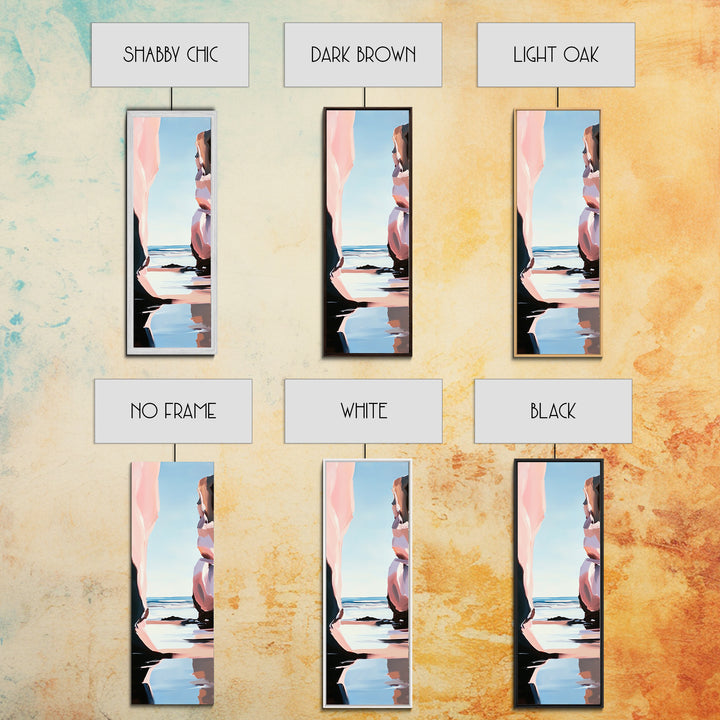 Coastal Rock, Ocean Reflections, Framed Canvas Print, Seaside Cliff Art, Beach House Decor, Minimalist Seascape, Relaxing Wall Art