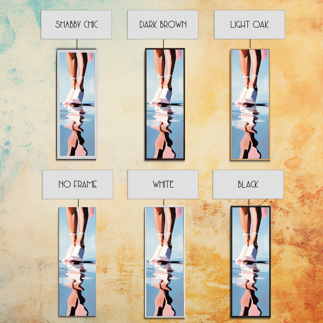 Ballet Feet, Water Reflection, Framed Canvas Print, Elegant Dance Art, Feminine Bedroom Decor, Pastel Aesthetic, Minimalist Wall Art