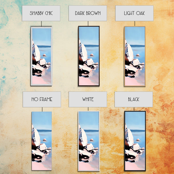 Rocky Shoreline, Minimalist Coastal Art, Nature Inspired Painting, Earthy Tones, Tranquil Beach Scene, Ocean View, Canvas Print