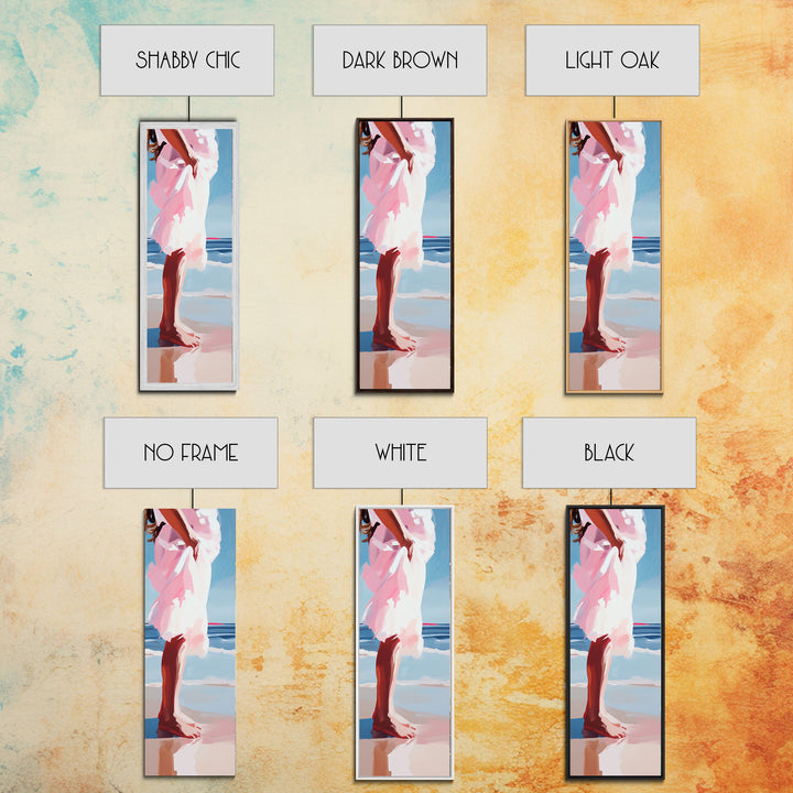 Barefoot Serenity, Ocean Breeze, Feminine Beach Art, Framed Canvas Print, Coastal Decor, Minimalist Wall Art, Bedroom Artwork