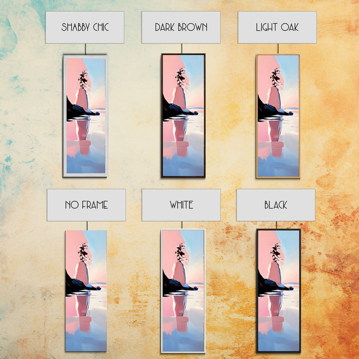 Coastal Rock, Serene Landscape, Pastel Seascape, Ocean Reflection, Boho Wall Art, Nature Inspired Framed Canvas Print, Living Room Decor