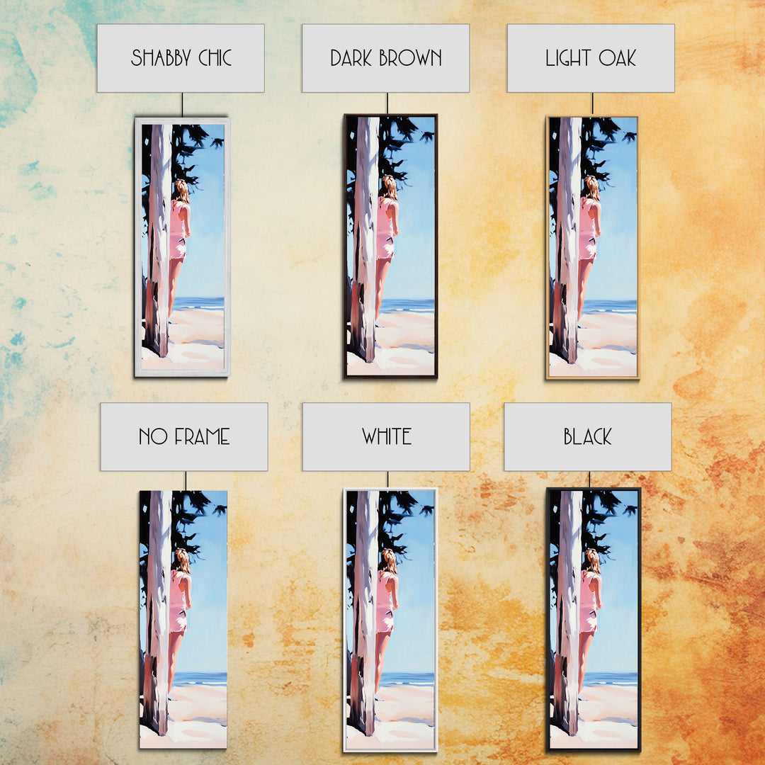 Beach Girl, Coastal Lifestyle, Summer Vibes, Ocean Inspired Aesthetic, Beach Wall Art, Sun-Kissed Decor, Framed Canvas Print, Relaxing Art