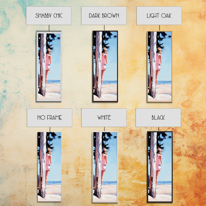 Beach Girl, Coastal Lifestyle, Summer Vibes, Ocean Inspired Aesthetic, Beach Wall Art, Sun-Kissed Decor, Framed Canvas Print, Relaxing Art