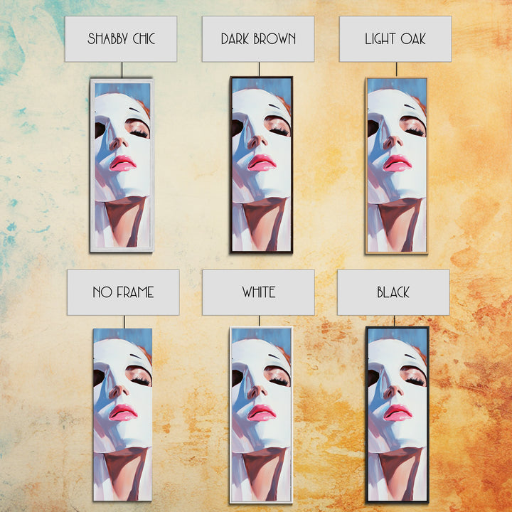 Masked Woman Portrait, Surreal Face Art, Abstract Feminine Painting, Contemporary Wall Art, Modern Aesthetic, Framed Canvas Print