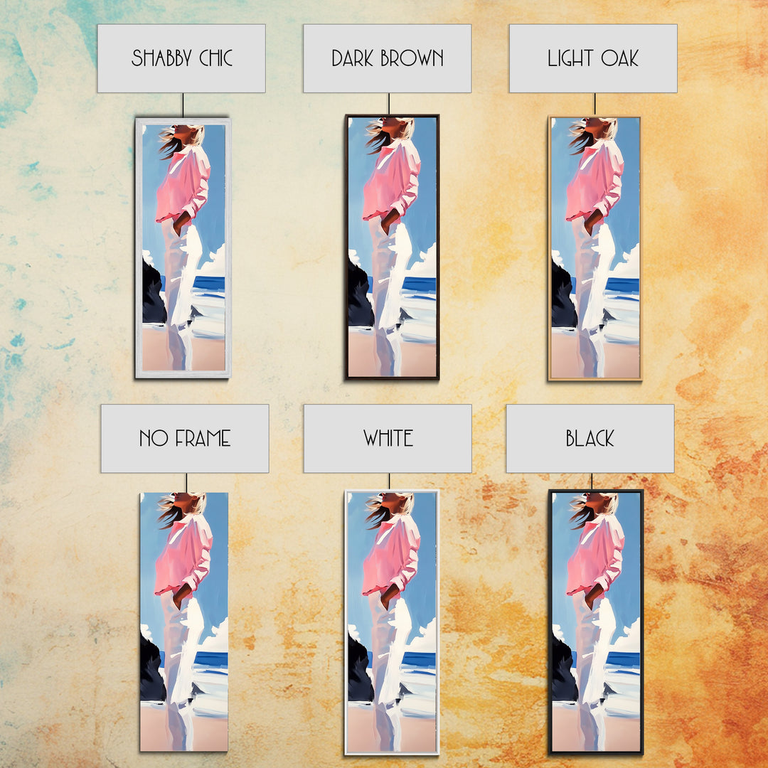 Coastal Breeze, Modern Boho, Soft Pastel Art, Framed Canvas Print, Bedroom Wall Decor, Feminine Aesthetic, Ocean Serenity