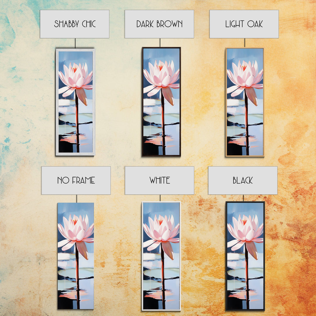 Blooming Lotus, Nature Inspired, Zen Aesthetic, Framed Canvas Print, Spa Wall Decor, Tranquil Water Art, Botanical Painting