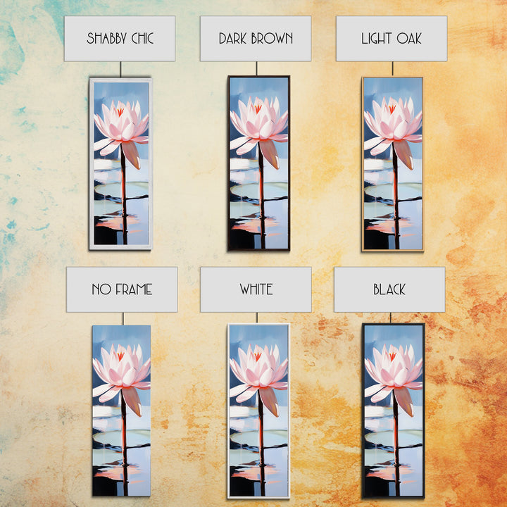 Blooming Lotus, Nature Inspired, Zen Aesthetic, Framed Canvas Print, Spa Wall Decor, Tranquil Water Art, Botanical Painting