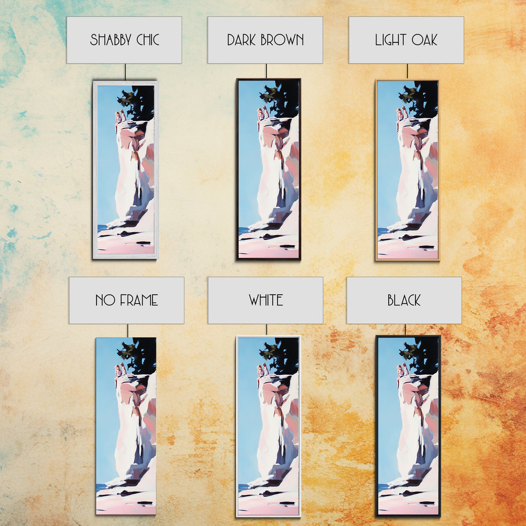 Adventure Awaits, Cliffside Wonder, Sunset Hues, Canvas Print, Minimalist Travel Art, Modern Wall Decor, Living Room Art, Beach Aesthetic