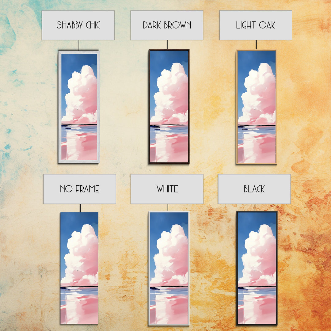 Dreamy Sky, Cotton Candy Clouds, Tranquil Seascape, Framed Canvas Print, Soft Pastel Art, Minimalist Ocean Decor, Bedroom Wall Art