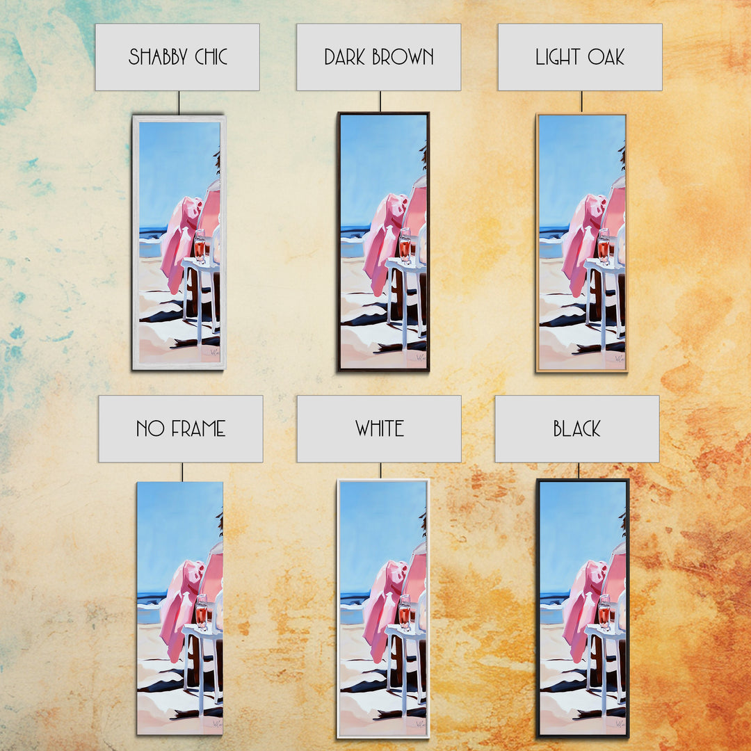 Beach Lounge, Coastal Retreat, Relaxing Seaside, Framed Canvas Print, Minimalist Art, Nautical Wall Art, Summer Decor, Living Room Art