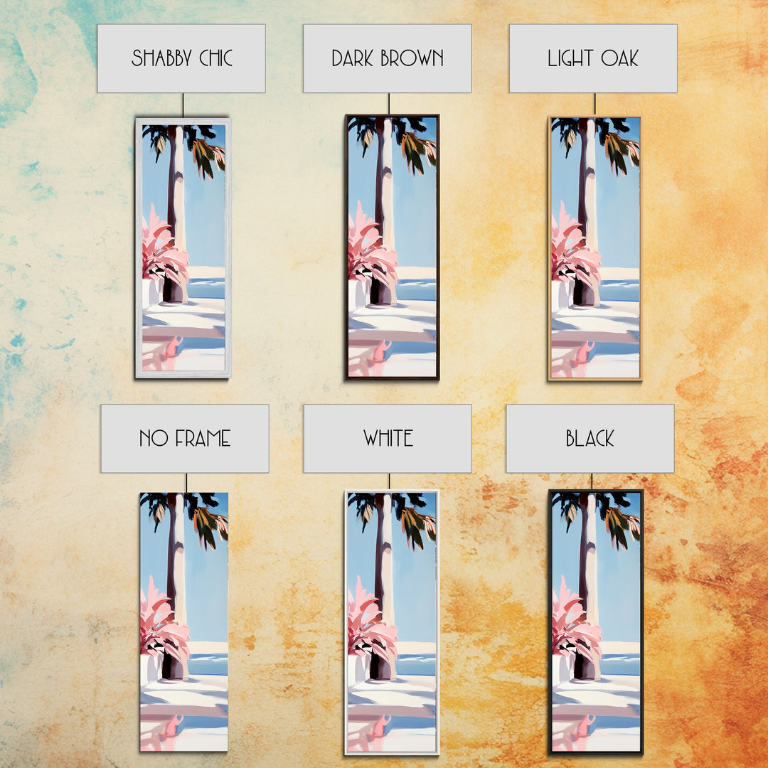 Coastal Palm Tree, Tropical Wall Art, Seaside Home Decor, Framed Canvas Print, Pastel Beach Aesthetic, Living Room Art, Summer Vibes