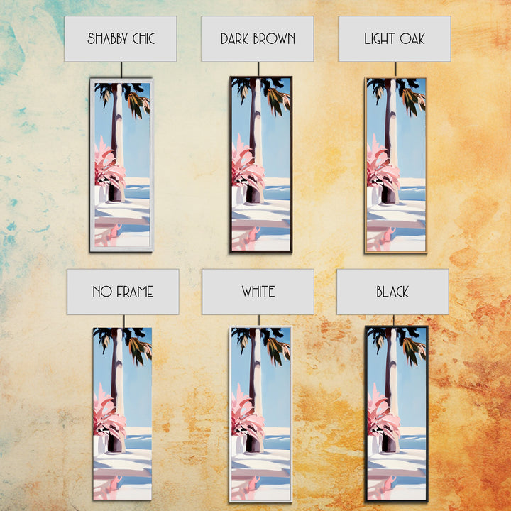 Coastal Palm Tree, Tropical Wall Art, Seaside Home Decor, Framed Canvas Print, Pastel Beach Aesthetic, Living Room Art, Summer Vibes