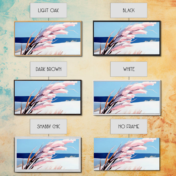 Beach Grass Art, Coastal Sand Dunes, Ocean Breeze Painting, Seaside Nature Print, Nautical Wall Decor, Framed Canvas Print