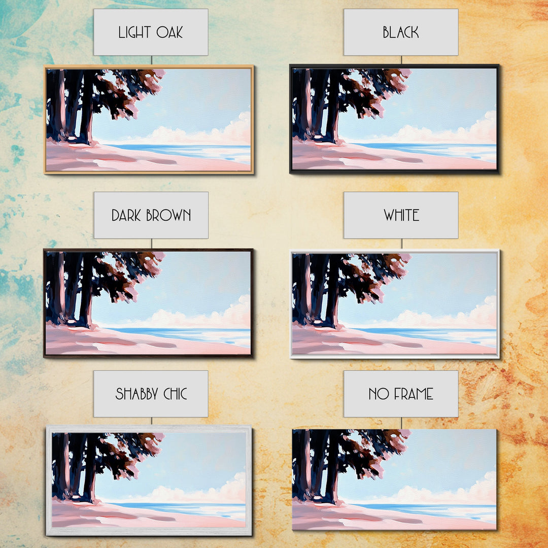 Coastal Tree Art, Ocean Breeze Painting, Minimalist Nature Wall Decor, Soft Pastel Seascape, Beach House Aesthetic, Canvas Print