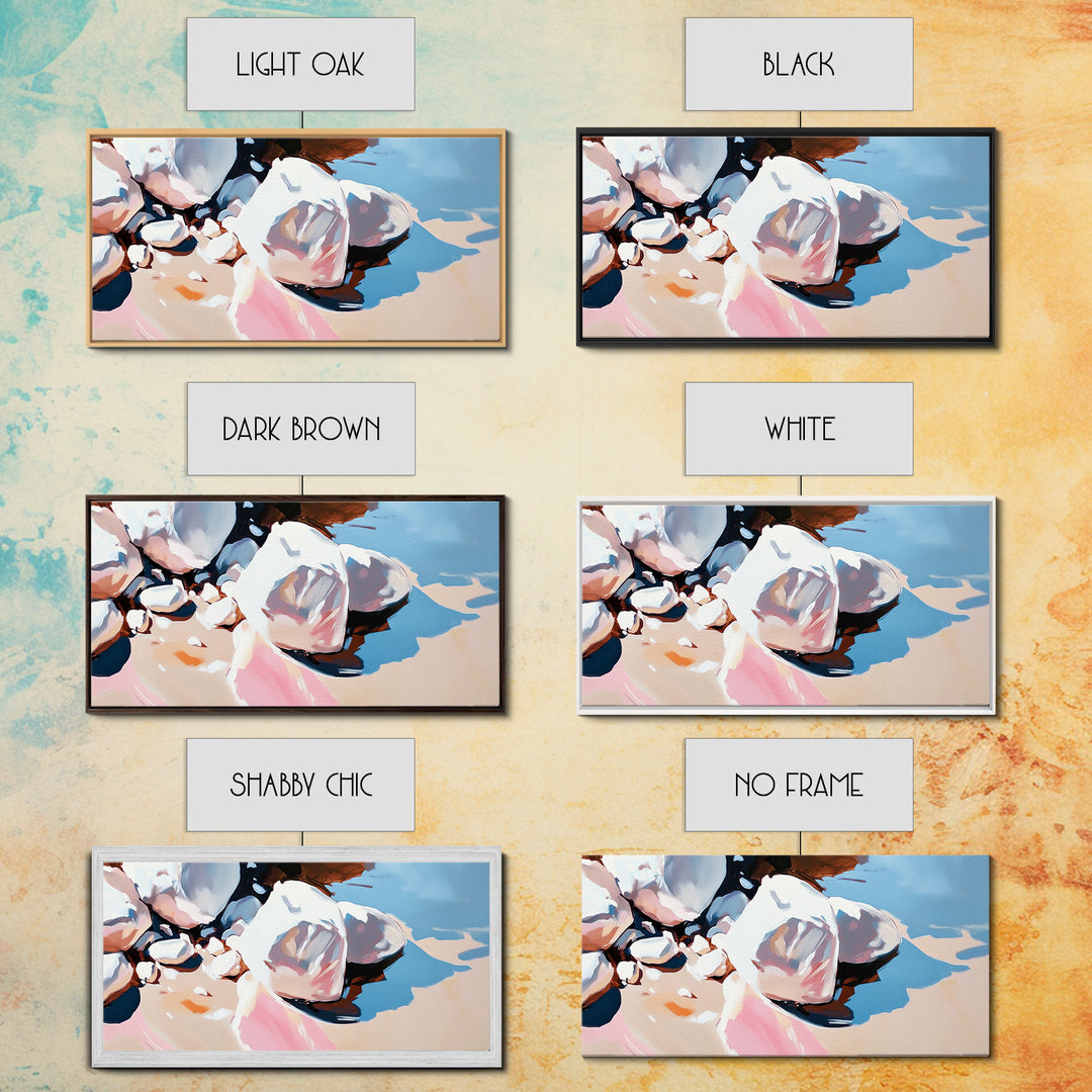 River Stones, Natural Elements, Boho Earthy Decor, Canvas Print, Minimalist Landscape, Zen Inspired Wall Art, Calm and Neutral