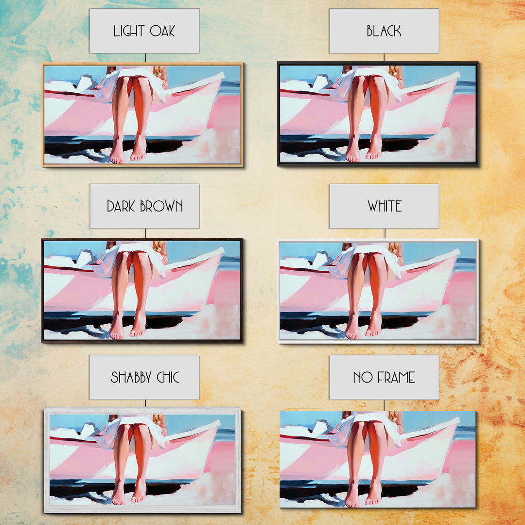 Barefoot on Boat, Coastal Lifestyle, Serene Beach Art, Nautical Aesthetic, Minimalist Wall Decor, Pastel Home Art, Canvas Print