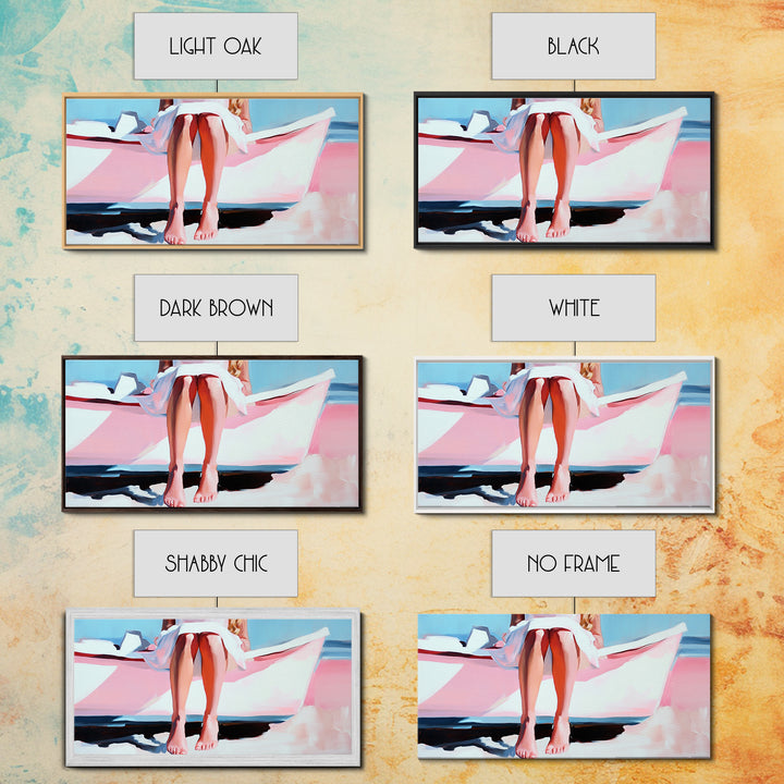 Barefoot on Boat, Coastal Lifestyle, Serene Beach Art, Nautical Aesthetic, Minimalist Wall Decor, Pastel Home Art, Canvas Print