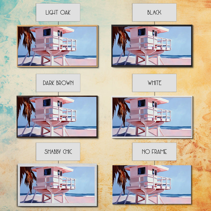 Beach Lifeguard Tower, Coastal Wall Art, Minimalist Beach Print, Boho Coastal Decor, Summer Beach House, Living Room Canvas Print