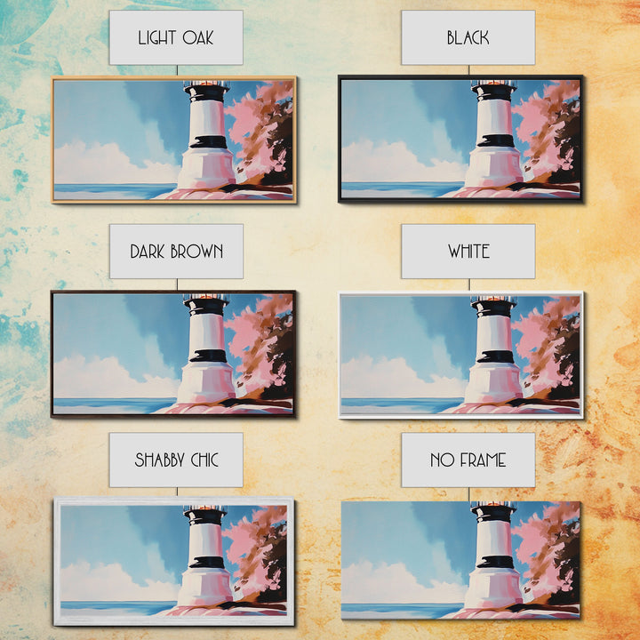 Black and White Lighthouse, Nautical Wall Art, Coastal Decor, Ocean Seascape, Modern Minimalist, Living Room Canvas Print