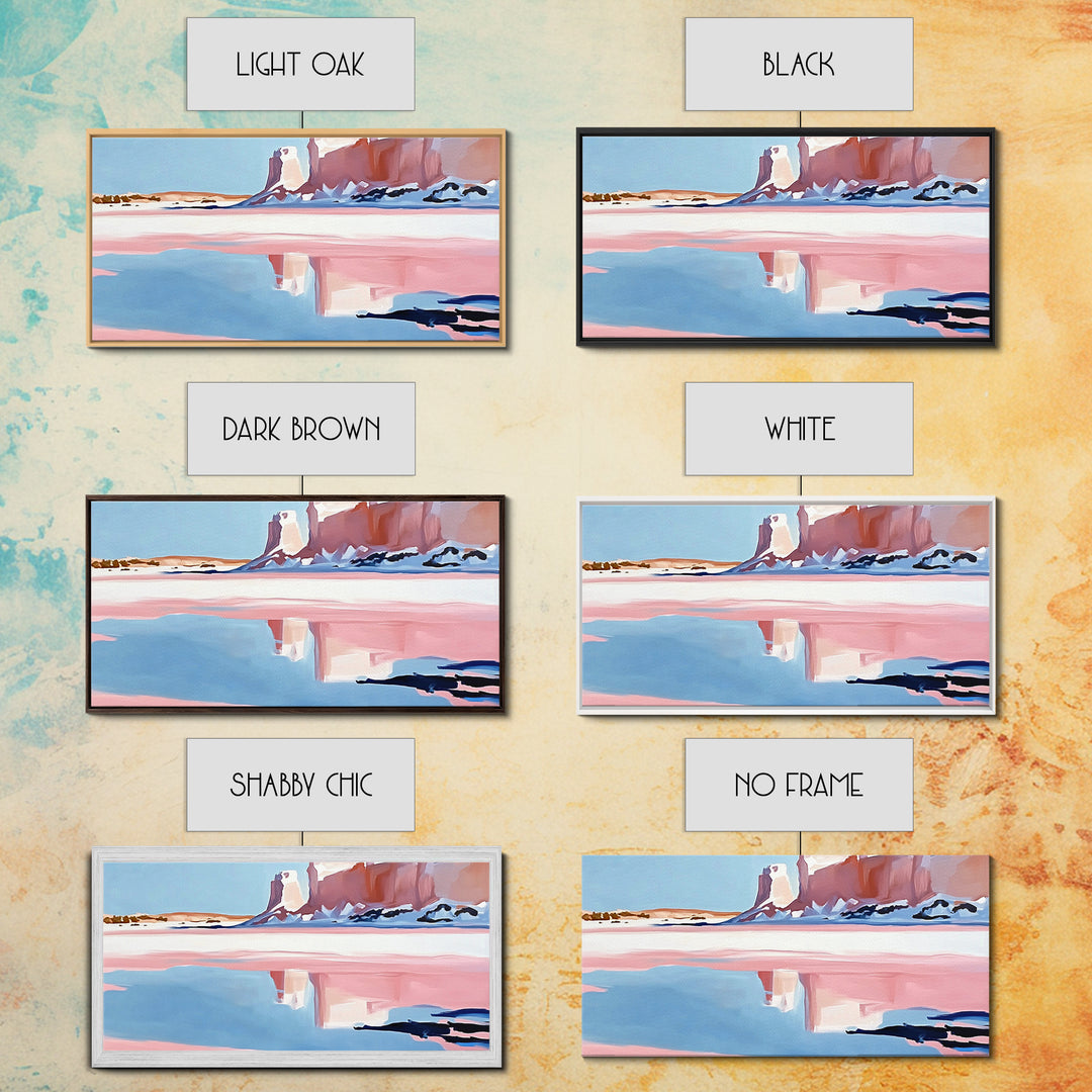 Desert Canyon Reflection, Southwest Landscape Art, Boho Nature Print, Western Wall Decor, Earthy Minimalist, Living Room Framed Canvas Print