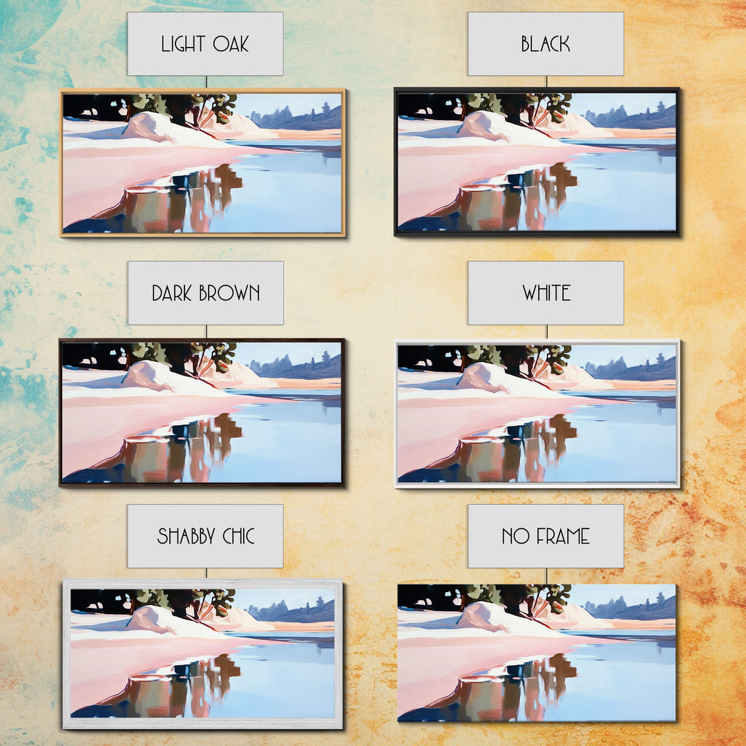 Coastal Tree, Overhang, Canvas Print, Ocean-inspired decor, modern beach wall art, pastel seascape, tranquil scenery, tropical vibes