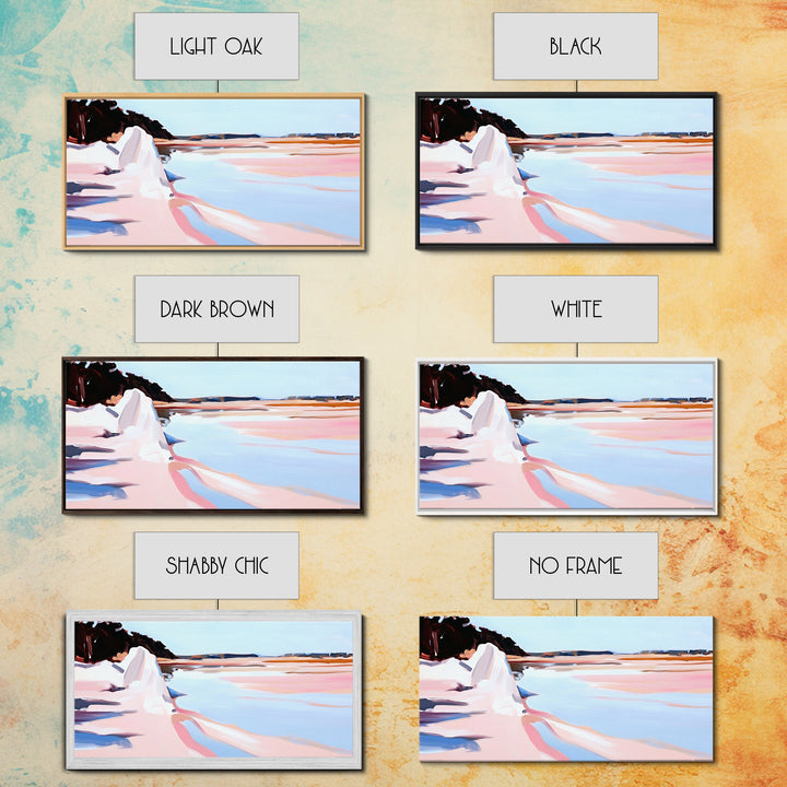 Cliffs Water, Reflection, Canvas Print, Coastal nature art, contemporary seascape painting, shoreline view, pastel scenery, ocean decor