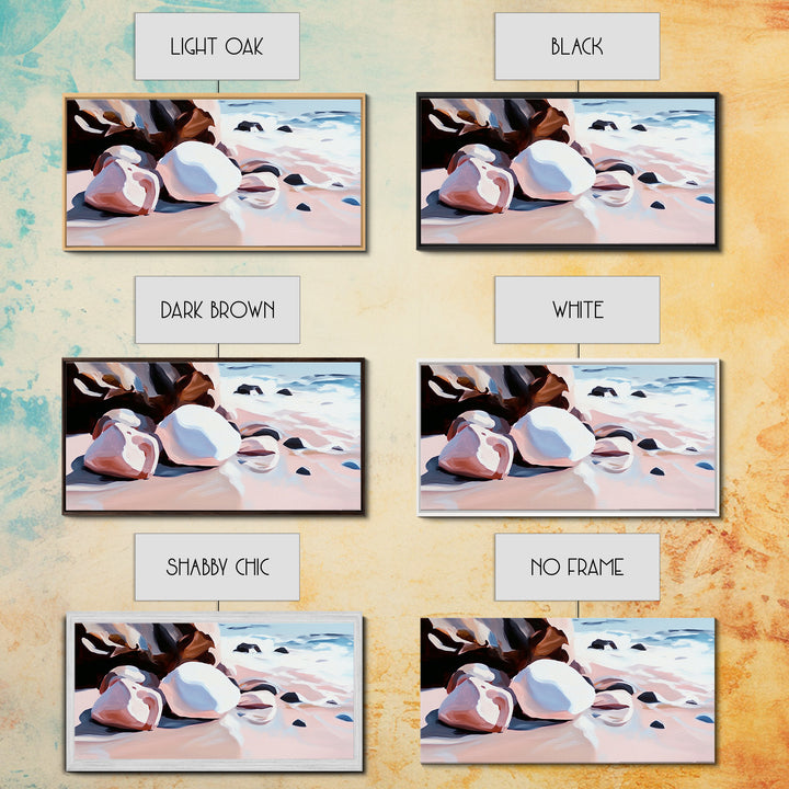 Coastal Rocks, Beach Waves, Ocean Wall Art, Framed Canvas Print, Nautical Decor, Summer Vibes, Relaxing Seaside Scene, Living Room Art