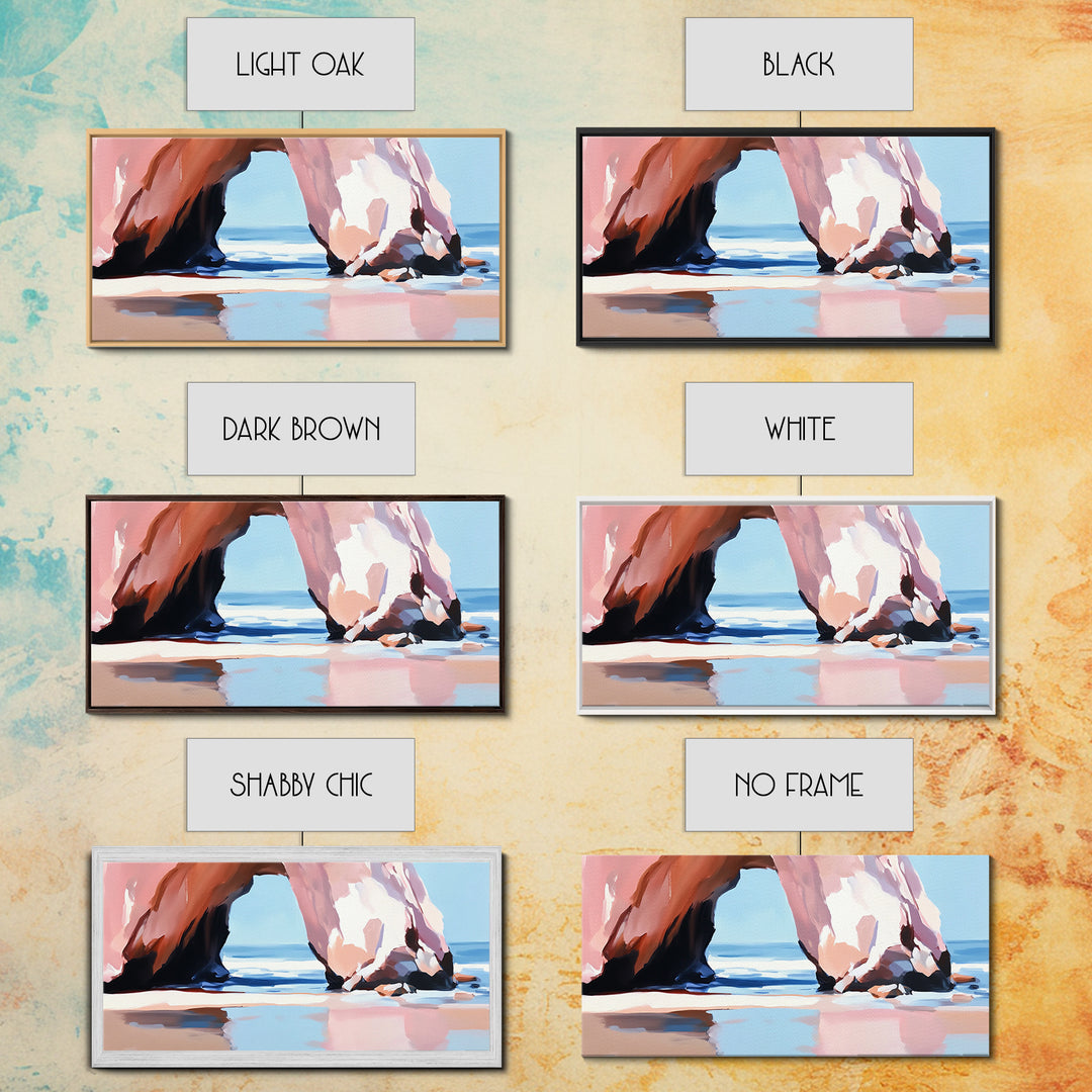 Rock Arch, Coastal Nature Art, Ocean Landscape Painting, Framed Canvas Print, Beach Wall Decor, Seascape Art, Minimalist Decor