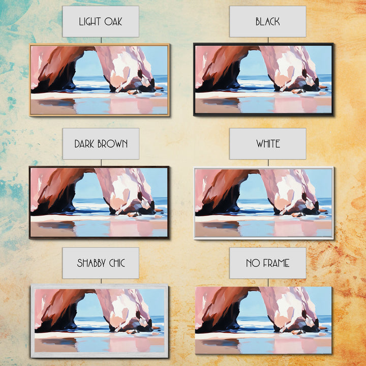 Rock Arch, Coastal Nature Art, Ocean Landscape Painting, Framed Canvas Print, Beach Wall Decor, Seascape Art, Minimalist Decor