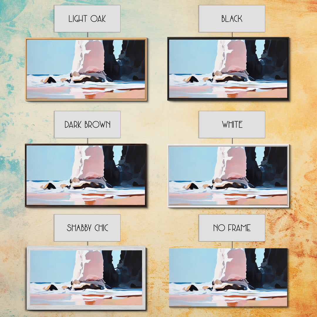 Coastal Rock, Seascape Art, Framed Canvas Print, Minimalist Beach Decor, Modern Wall Art, Ocean Landscape, Large Wall Art, Living Room