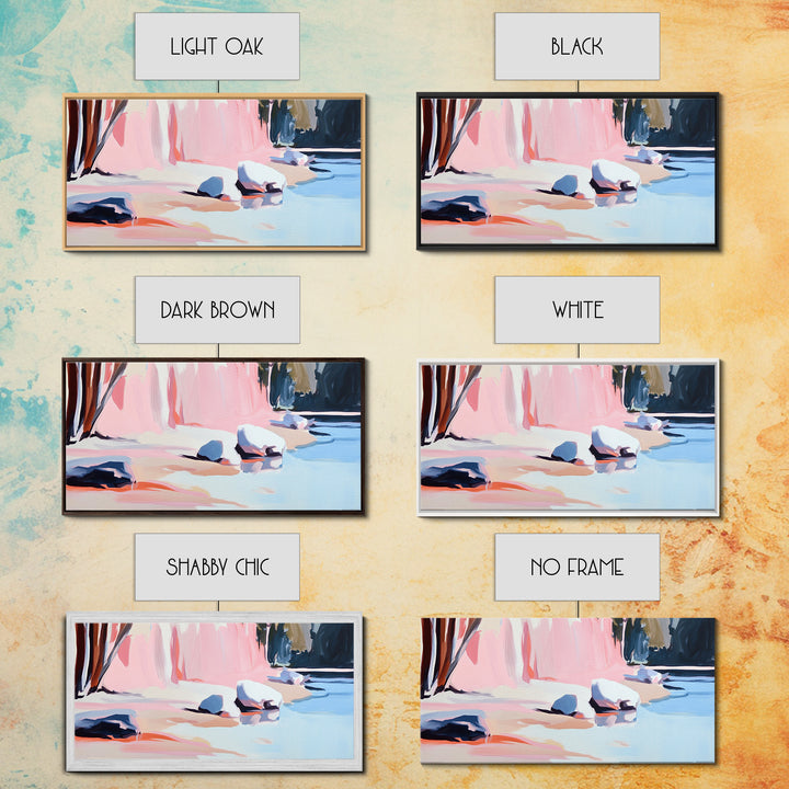 Rocky Beach, Nature Scene, Framed Canvas Print, Minimalist Seascape, Ocean Wall Art, Earthy Home Decor, Modern Coastal Art, Office