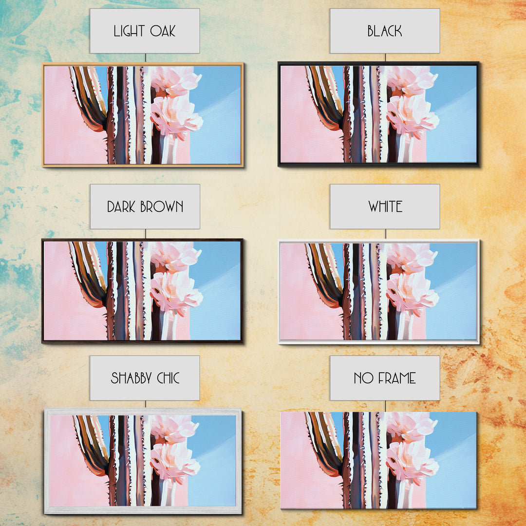 Cactus Bloom, Southwestern Wall Decor, Modern Desert Art, Boho Nature Painting, Minimalist Floral Scene, Aesthetic Pastel Tones, Canvas Print