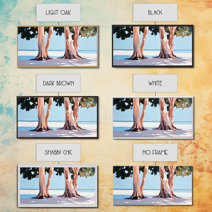 Beach Trees, Tropical Landscape, Nature Artwork, Coastal Home Decor, Minimalist Wall Art, Living Room Wall Art, Framed Canvas Print